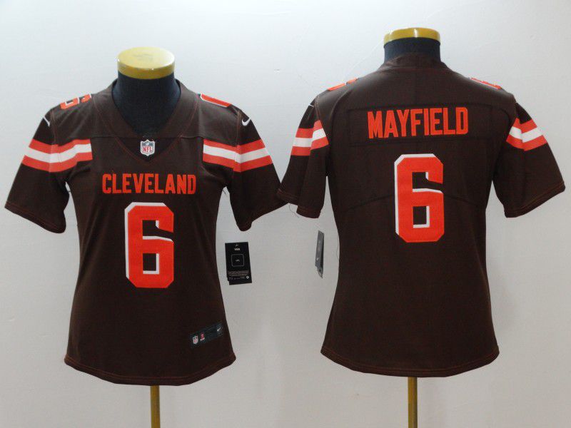 Women Cleveland Browns 6 Mayfield Brown Nike Vapor Untouchable Limited NFL Jerseys